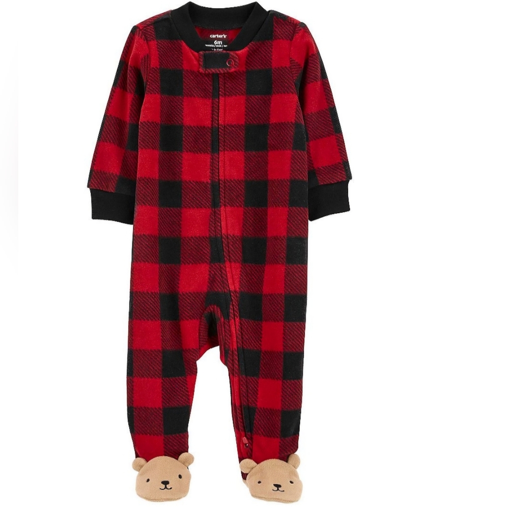 NWT Baby Carter's Holiday Bear Fleece Sleep & Play in NB